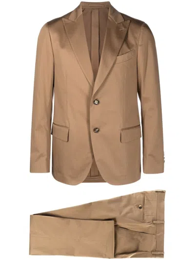 Lardini Single-breasted Two-piece Suit In Braun