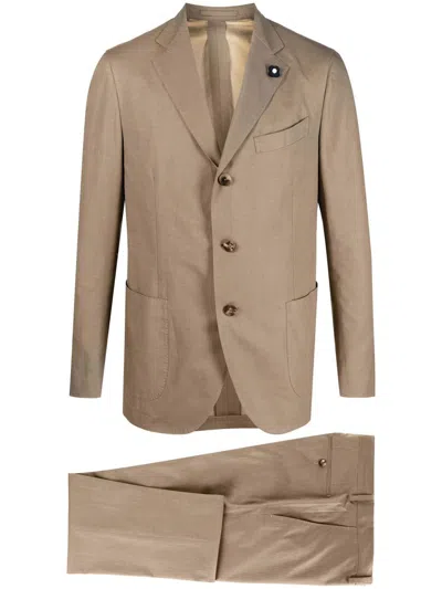 Lardini Single-breasted Two-piece Suit In Brown