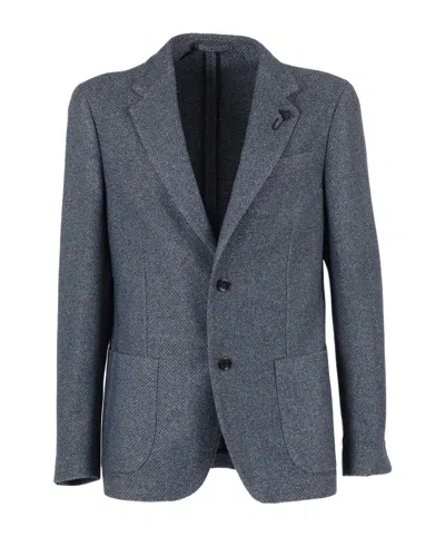 Lardini Single-breasted V-neck Jacket In Blue