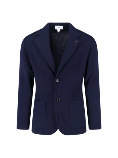 Lardini Single-breasted Virgin Wool Blazer In Blue