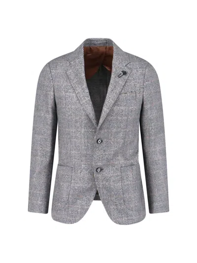 Lardini Single-breasted Virgin Wool Blazer In Gray