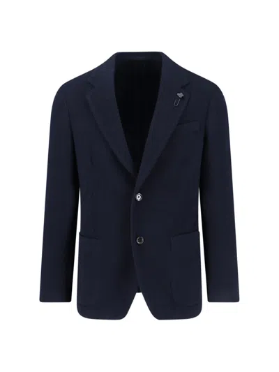 Lardini Single-breasted Virgin Wool Blend Blazer In Blue