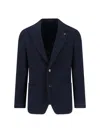 Lardini Single-breasted Virgin Wool Blend Blazer In Blue