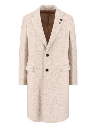Lardini Single-breasted Virgin Wool Coat In Neutral