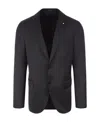 Lardini Velvet Blazer Jacket With Tailored Fit And Classic Notch Lapels In Black
