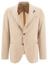 Lardini Single-breasted Wool Blend Blazer In Beige