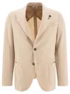 Lardini Single-breasted Wool Blend Blazer In Beige