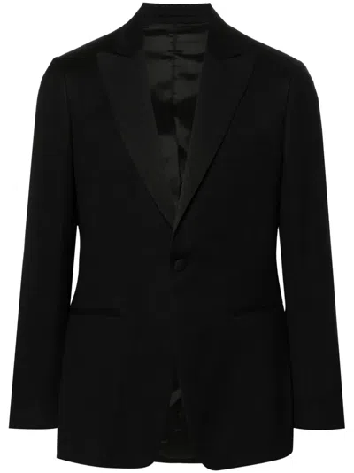 Lardini Single-breasted Wool-blend Blazer In Black