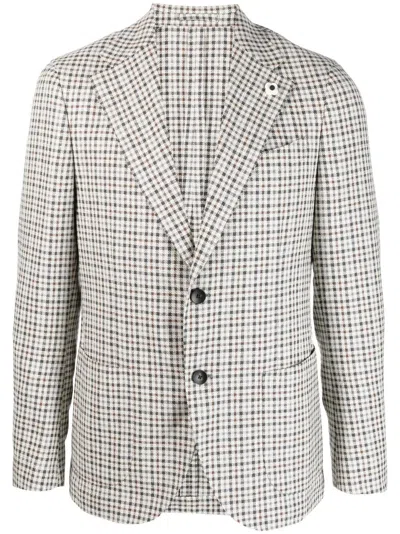 Lardini Single Breasted Wool-blend Blazer In Neutrals