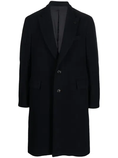 Lardini Single-breasted Wool-blend Coat In Blue