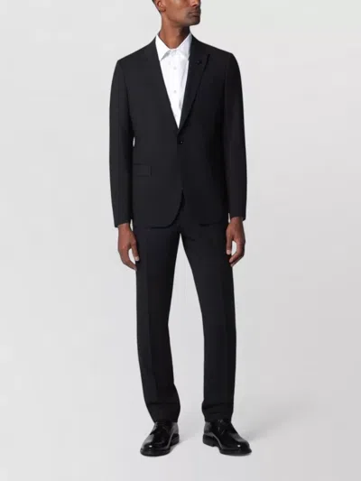 Lardini Single Breasted Wool Blend Suit Jacket Trousers In Black