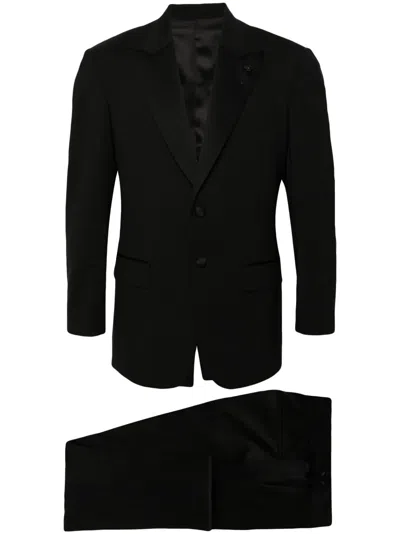 Lardini Single-breasted Wool Blend Suit In Schwarz