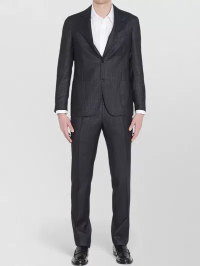 Lardini Single Breasted Wool Blend Suit Straight Leg In Black