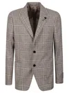 Lardini Single-breasted Wool-cashmere Blazer With Notch Lapel In Brown