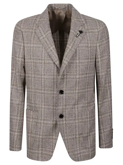 LARDINI SINGLE-BREASTED WOOL-CASHMERE BLAZER WITH NOTCH LAPEL