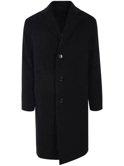 Lardini Single-breasted Wool Coat In Black