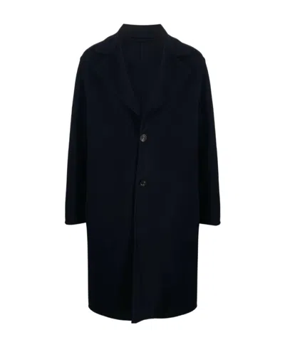 Lardini Single-breasted Wool Coat In Black