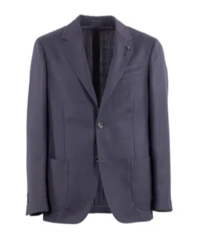 Lardini Single-breasted Wool Jacket In Blue
