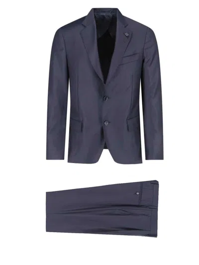 Lardini Single Breasted Wool Suit In Blue