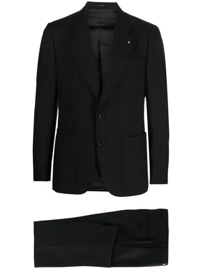 Lardini Single-breasted Wool Suit In 黑色