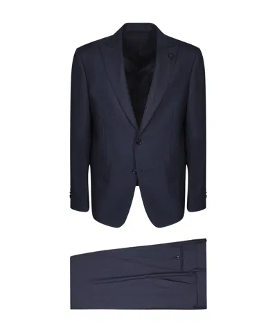 Lardini Single-breasted Wool Suit In Black