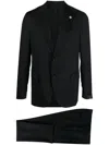 Lardini Single-breasted Wool Suit In Black