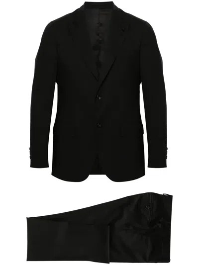 Lardini Single-breasted Wool Suit In Black