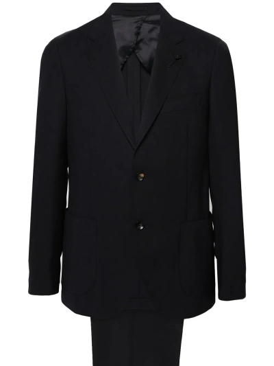 Lardini Single-breasted Wool Suit In Black