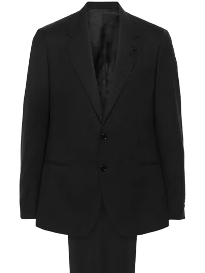Lardini Single Breasted Wool Suit In Black
