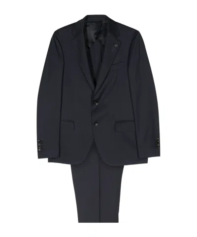 Lardini Single-breasted Wool Suit In Black