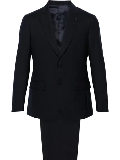 Lardini Single-breasted Wool Suit In Blue