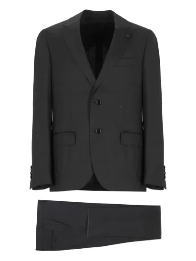 Lardini Single-breasted Wool Suit In Gray