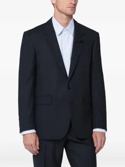 Lardini Single-breasted Blue Wool Blend Jacket In Black