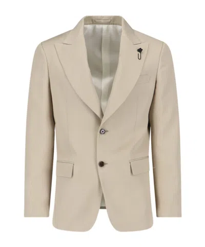 Lardini Single-breasted Blazer In Neutral