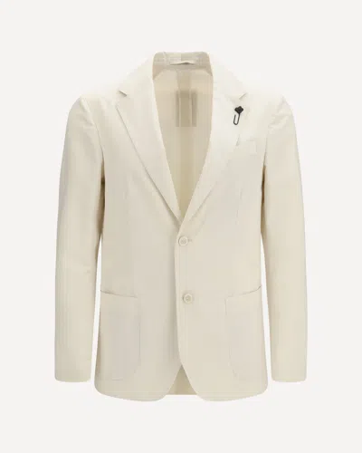 Lardini Single-breasted Cotton And Silk Blazer In Neutral