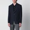 Lardini Tailored Cardigan In Pure Virgin Wool With Classic Lapel In Blue