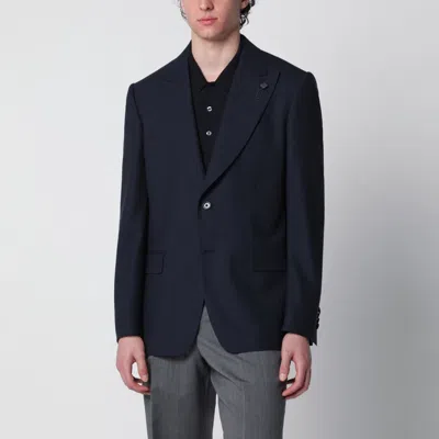 LARDINI LARDINI SINGLE-BREASTED BLUE WOOL JACKET
