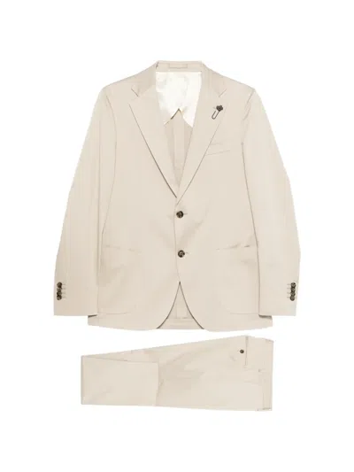 Lardini Single-breasted Cotton Suit In Neutral
