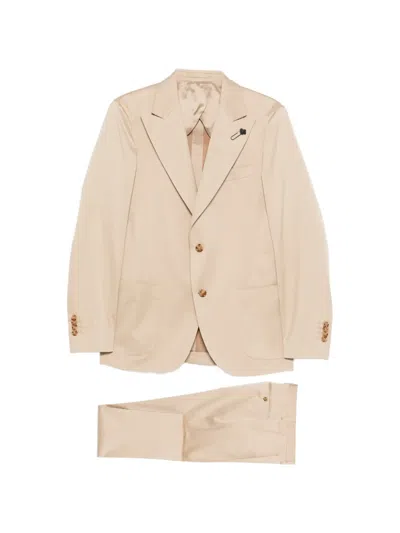 Lardini Single-breasted Cotton Suit In Neutral