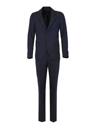Lardini Single-breasted Iconic Reg Wool Suit In Blue