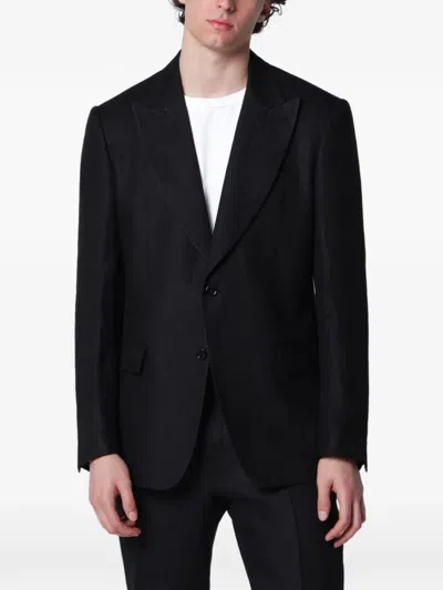 Lardini Single-breasted Linen Blazer In Black