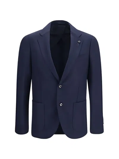Lardini Single-breasted Notch-lapel Blazer Jacket In Blue