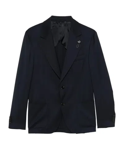 Lardini Single-breasted Patch-pocket Blazer In Black