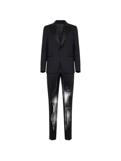Lardini Single-breasted Peak-lapel Suit In Black