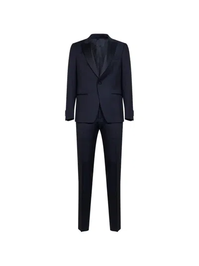 Lardini Single-breasted Peak-lapel Suit In Blue