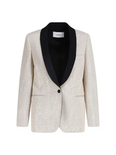 Lardini Single-breasted Sequin Blazer In Cream