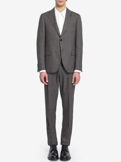 Lardini Virgin Wool Single-breasted Tailored Suit In Gray
