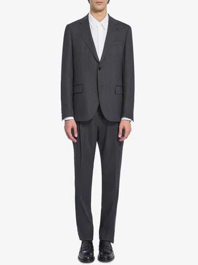 Lardini Singlebreasted Suit In Virgin Wool In Gray