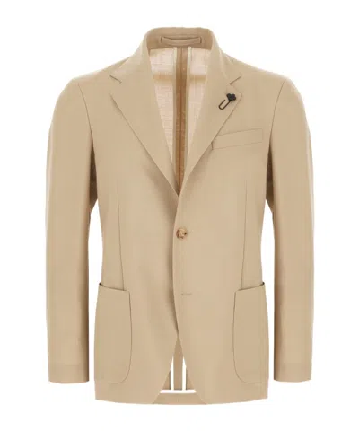 Lardini Single-breasted Suit Jacket In Brown