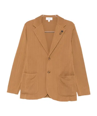 Lardini Single-breasted Suit Jacket In Brown